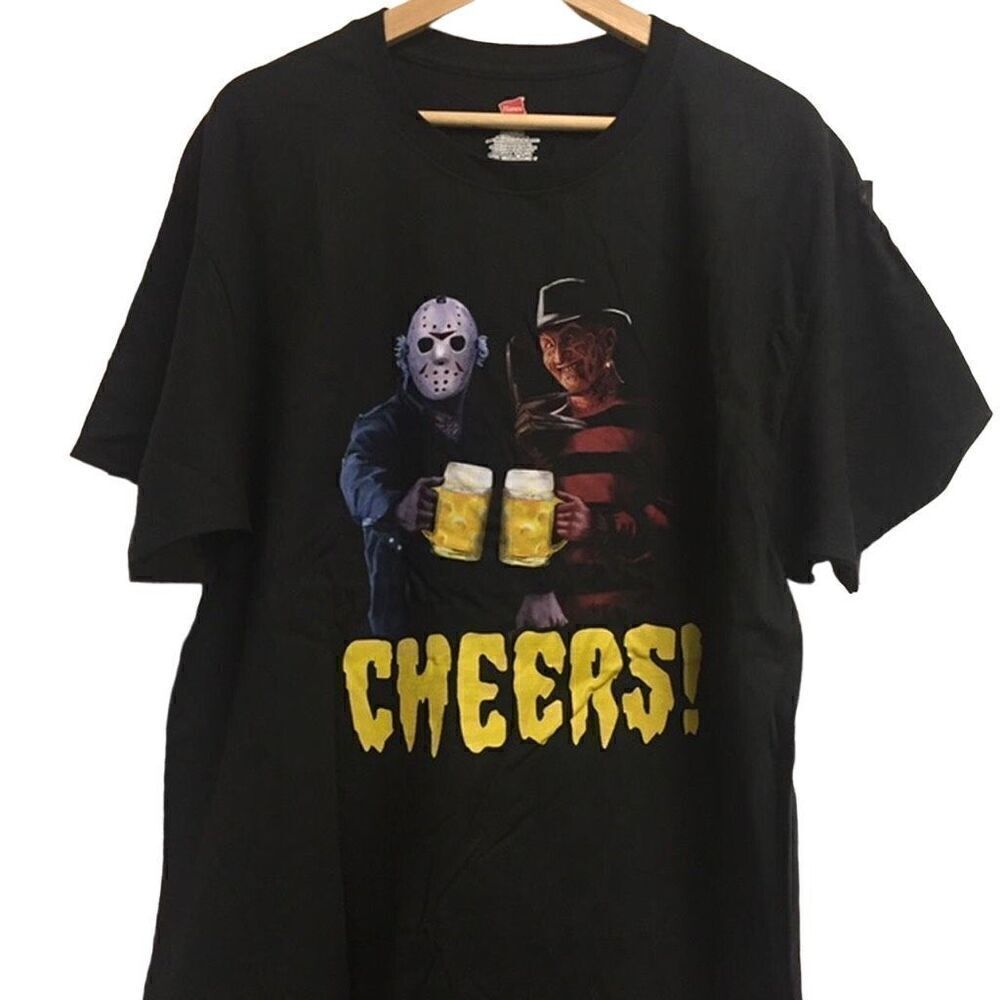 Nightmare Jason and Freddy Kruger Cheers Halloween Men’s Tshirt Size XL
